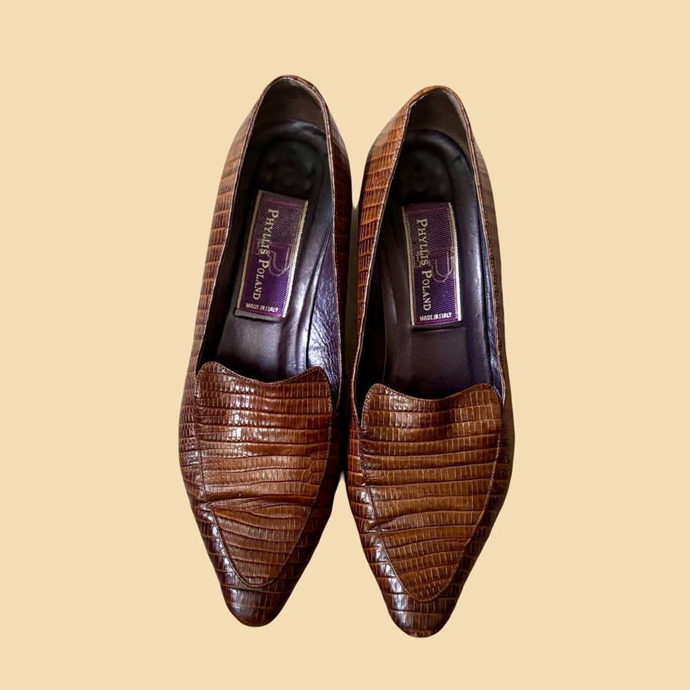 💼 Vintage Phyllis Poland Italian Lizard Midi Pump 💼